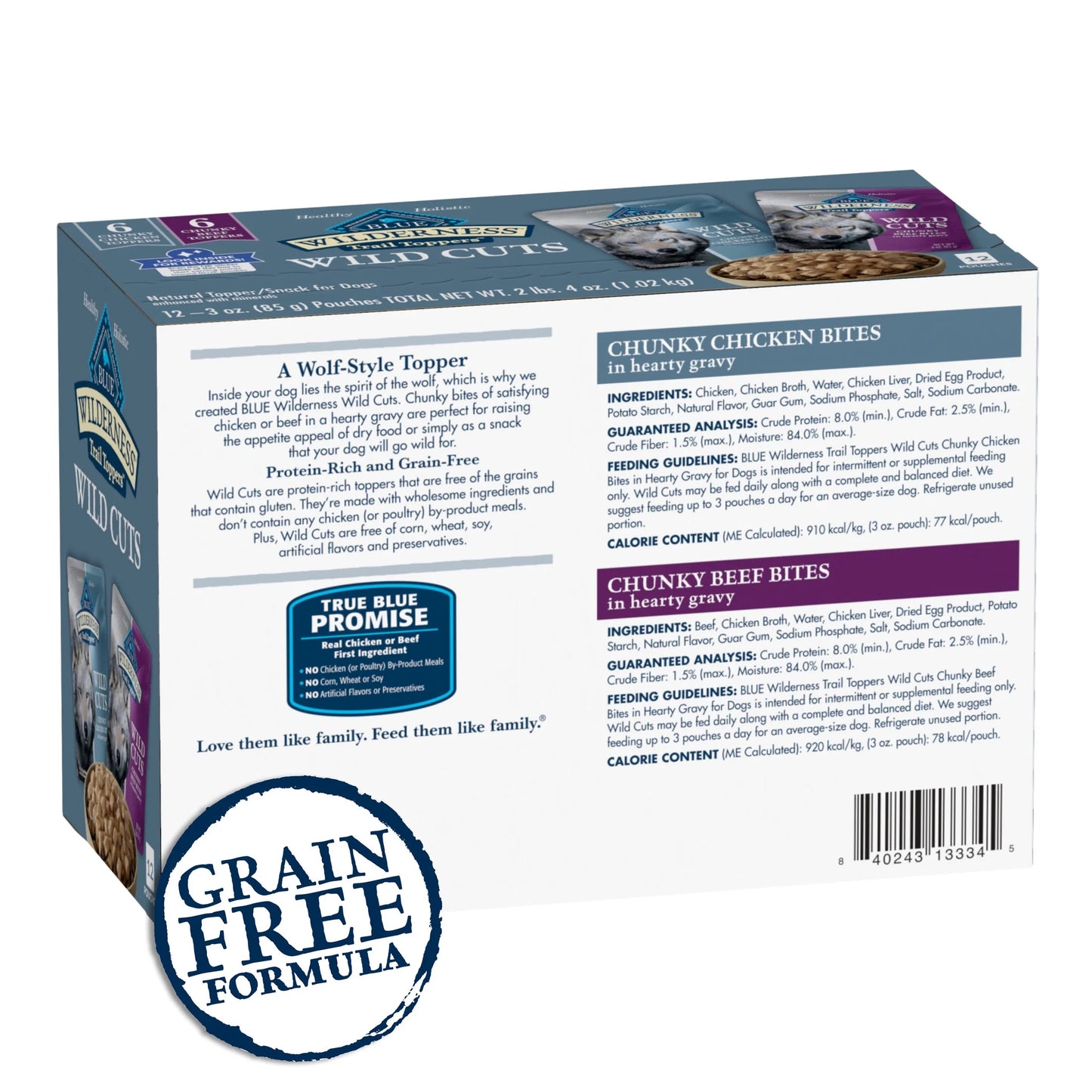 (4 Pack)  Wilderness Wild Cuts Wet Dog Food Toppers, Chicken & Beef, 3-Oz. (12 Count)