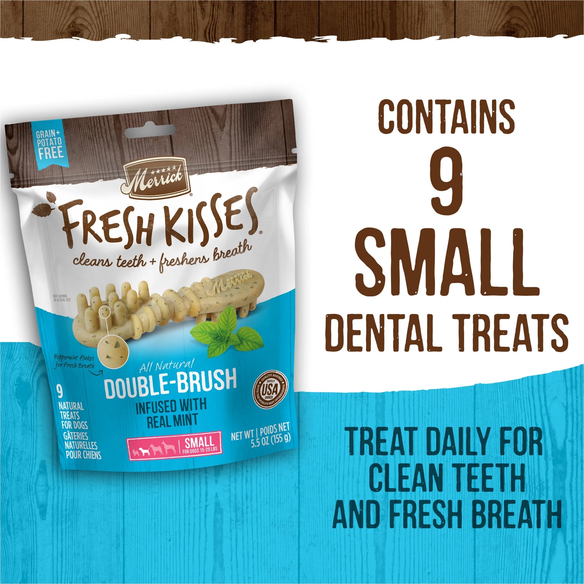 Fresh Kisses Small Dog Treats, Real Mint Flavor Dental Chews, 23 Oz Box (36 Count)