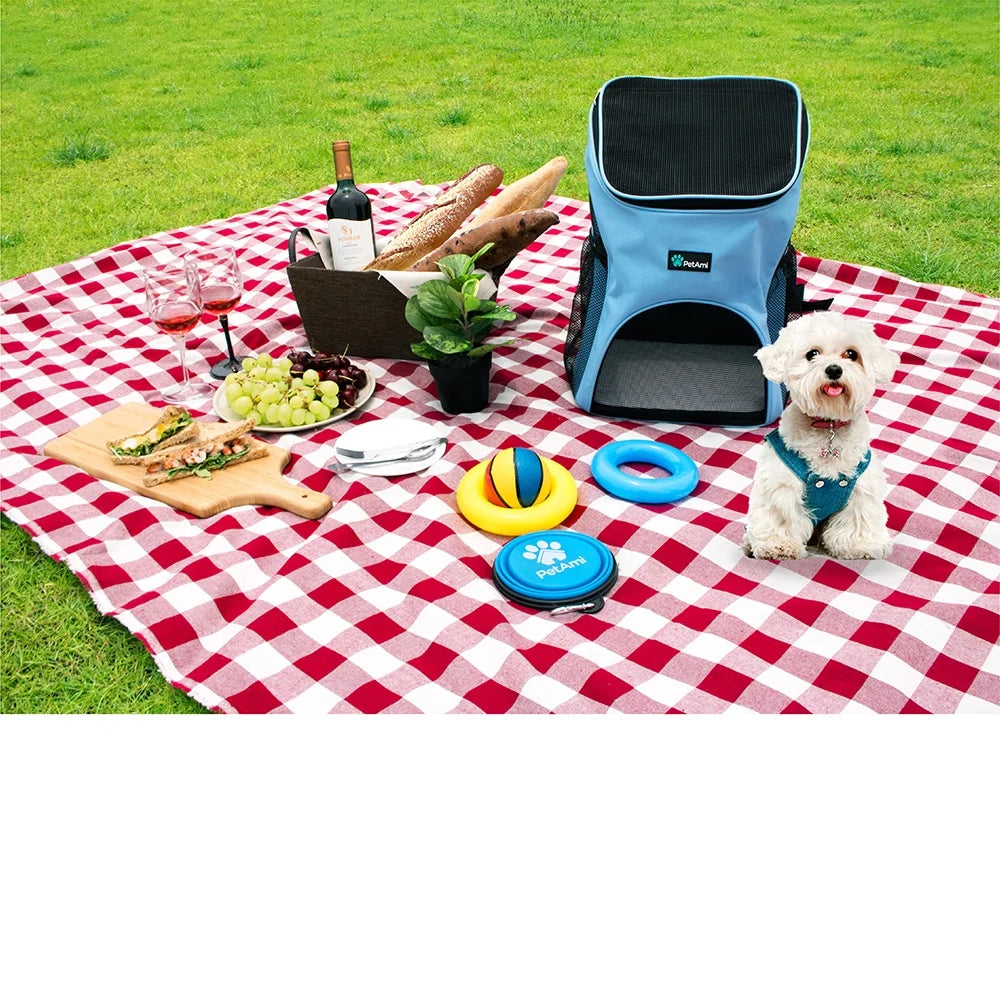 Small Dogs and Cat Backpack Carrier, Airline Approved Pet Backpack Carrier, Ventilated, Safety Strap, Buckle Support Designed for Hiking Travel Camping Outdoor, Max 18 Lbs (Light Blue)