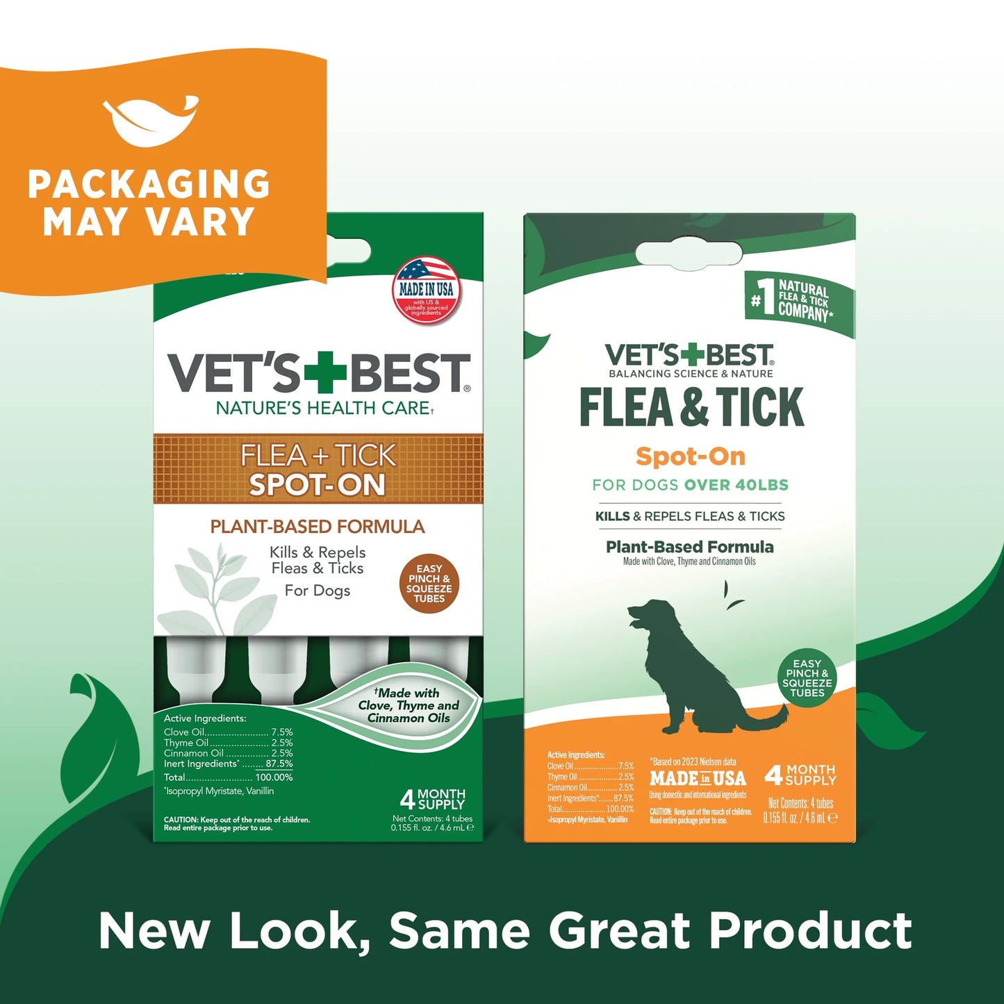 Flea and Tick Spot-On Drops, Topical Flea and Tick Prevention for Dogs - Plant-Based Formula - Certified Natural Oils - for Large Dogs - 4 Month Supply