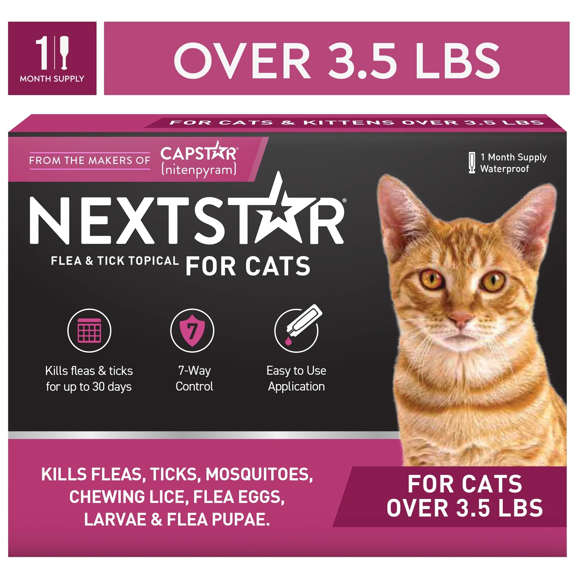 Flea & Tick Topical Prevention for Cats over 3.5 Lbs, 1-Month Supply
